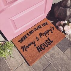 there's no place like mary & poppy's house door mat and teddy bear