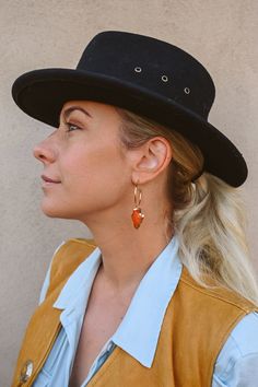 "The Carnelian Crystal Earrings you've been looking everywhere for have found you! These gold medium sized hoops are the perfect amount of simplicity and bold that pair beautifully with the energetic, passionate Carnelian arrowhead pendants. Carnelian is a stone of passion, energy & fire. Use it to pursue what excites you and make your dreams a reality. Show up every single day with passion and fire for what you're doing and you can't help but make massive progress. ▲ Carnelian arrowhead pendant Adjustable Orange Hoop Earrings, Adjustable Orange Pierced Jewelry, Orange Small Hoop Jewelry For Gifts, Orange Small Hoop Jewelry As Gift, Orange Small Hoop Jewelry Gift, Bohemian Small Hoop Orange Jewelry, Arrowhead Earrings, Arrowhead Pendant, Earrings Handmade Boho