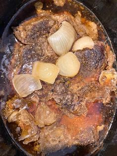 the food is being cooked in the skillet on the stove top, ready to be eaten