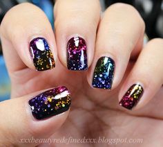 Rainbow Jelly, Black Nails With Glitter, Jelly Nail, New Years Eve Nails, Colorful Nail, New Nail Designs, Jelly Nails, Rainbow Nails