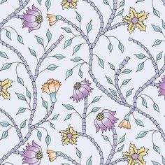 an artistic floral pattern with leaves and flowers