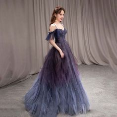 Gaun Tulle, Prom Dress Purple, Purple Formal Dress, Tulle Long Prom Dress, Purple Tulle, Purple Evening Dress, A Line Evening Dress, Pakaian Feminin, Custom Size Dresses