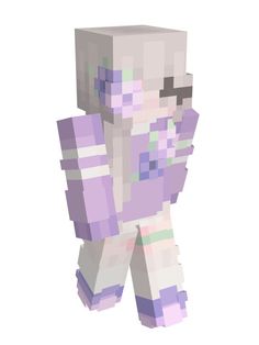 an image of a pixellated character in purple and white