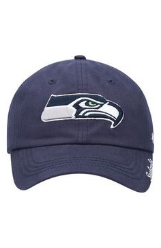 Indulge your sporty side by throwing on this Seattle Seahawks Miata Clean Up Primary adjustable hat from '47 and spicing up any casual ensemble. The bold Seattle Seahawks graphics add flair to the design, and the adjustable fabric strap at the back ensures a perfect fit for every big game. Material: 100% Cotton Low crown Unstructured relaxed fit Curved bill Adjustable fabric strap with snap buckle Embroidered graphics with raised details One size fits most Six panels with eyelets Surface washabl Fabric Strap, Seattle Seahawks, Curves Workout, Big Game, Adjustable Hat, Clean Up, Spice Things Up, Seattle, Baseball Hats