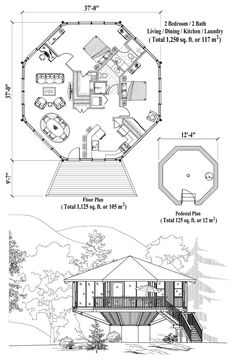 the floor plan for a small cabin