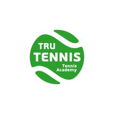 the tennis logo for tru tennis's tennis academy is shown in green and white