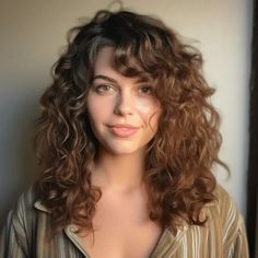 Curly Long Bangs Hairstyles, Side Sweep Bangs Curly Hair, Side Curly Bangs, Curly Side Part With Bangs, Long Wavy Hair With Side Bangs, Long Fringe Curly Hair, Side Fringe Curly Hair, Curly Hair With Side Swept Bangs