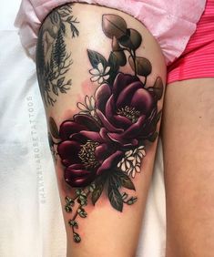 a woman's thigh with flowers on it and the words instagram written below