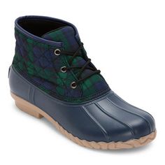 Outfit your outdoor adventures in cooler weather with St. John's Bay women's Denton classic duck boot. These lace-up rain boots provide a generous amount of protection thanks to the water-resistant rubber outsole, complete with the brand's embossed logo at the back. Not to be intended to be worn as a snow boot and not designed to be submerged in water.Upper portion of the shoe is not waterproof.Waterproof on the rubber duck shell and not above the seam.Not designed to be submerged in water.Closure Type: Lace-UpShaft Circumference: 10 InchesBoot Shaft Height: 5 1/2 InchesShoe Heel Height: 3/4 InchUpper/Outer Base Material: 100% NylonShoe Lining Material: SyntheticSole Material Content: 100% SyntheticToe Type: Round Toe, Closed ToeHeel Style: Flat HeelCountry of Origin: Imported Fall Ankle Rain Boots For Outdoor, Navy Casual Outdoor Boots, Fall Outdoor Ankle Rain Boots, Casual Navy Boots For Outdoor, Casual Rain Boots For Fall Outdoor Activities, Casual Rain Boots For Walking In Fall, Insulated Rain Boots For Fall Outdoor Activities, Insulated Lace-up Boots For Outdoor Fall Activities, Casual Rain Boots For Outdoor Work