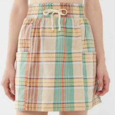 Urban Outfitters Plaid A-Line Mini Skirt With Pockets Size Xs New Without Tags, Never Worn! 100% Cotton Urban Outfitters Skirt, A Line Mini Skirt, Skirt With Pockets, Skirts With Pockets, Green Orange, Green And Orange, Mini Skirt, Womens Bottoms, Urban Outfitters