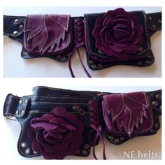 Purple Leather rose belt/hip belt/ pocket belt by NayturesEmpire, $155.00 Handmade Leather Belts For Everyday Use, Cheap Purple Belt Bag For Travel, Fantasy Bag Belt, Rose Belt, Steampunk Waist Bag, Steampunk Belt Bag, Belt Bag Leather, Leather Belt Bag Medieval, Belt Pocket