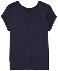 Banana Republic Stretch-Modal Embroidered T-Shirt Lace Crew Neck Top For Layering, Lace Top Crew Neck For Layering, Crew Neck Lace Top For Layering, Short Sleeve Tops With Lace Trim For Work, Relaxed Fit Short Sleeve Tops With Lace Trim, Relaxed Fit Lace Trim Short Sleeve Tops, Cotton Relaxed Fit T-shirt For Nursing, Solid Color Short Sleeve T-shirt For Yoga, Embroidered Tshirt