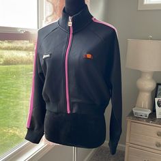 In Excellent Condition. Never Worn . Fitted Pink Casual Track Jacket, Ellesse Jacket, Short Jacket, Black Pink, Pink, Women Shopping, Black, Color