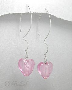 Aretes Colgantes Artesanales de Vidrio y Plata Ley 925 - Glass and 925 Sterling Silver Handmade Dangle Earrings - ID: 52755502 Bellash Pink Sterling Silver Heart Dangle Earrings, Elegant Adjustable Heart Earrings, Sterling Silver Pierced Heart Earrings For Party, Elegant Adjustable Heart Dangle Earrings, Sterling Silver Dangle Heart Earrings For Party, Adjustable Sterling Silver Earrings For Valentine's Day, Elegant Handmade Sterling Silver Heart Earrings, Handmade Dangle Earrings, Earrings Handmade Dangle