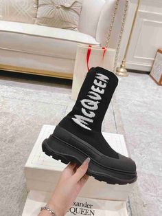 B8136300 Alexander McQueen sock boots for men and women couples, sizes 35-44 ( Couple Shoes, Sock Boots, Boots For Men