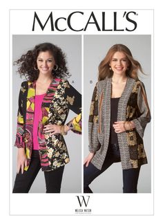 McCall's M7132 (Digital) | Misses' Patchwork Kimono Jackets | Front of Envelope Kimono Jacket Sewing Pattern, Kimono Jacket Pattern, Patchwork Kimono, Kimono Style Jacket, Plus Size Sewing, Mode Kimono, Jacket Pattern Sewing, Patchwork Jacket, Mccalls Sewing Patterns