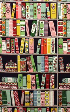 a book shelf filled with lots of colorful books