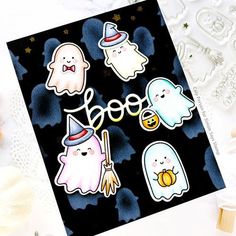 a card with ghost stickers on it