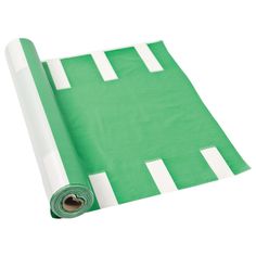 a roll of green paper with white stripes on it