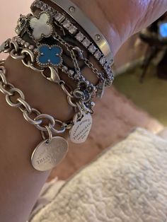 Boujee Silver Jewelry, Baddie Jewelry Silver, Silver Rings And Bracelets, Arm Candy Aesthetic, Silver Jewelry Girl, Sterling Silver Bracelet Stack, Clean Girl Silver Jewelry, Silver Jewelry Stack Bracelets