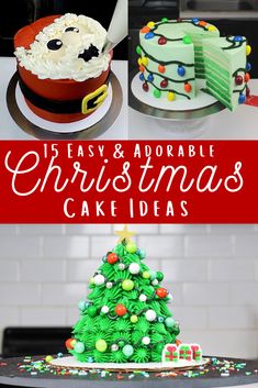 a christmas cake is shown with the words 10 easy and adorable christmas cake ideas