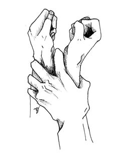 a black and white drawing of two hands holding each other