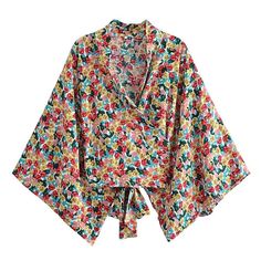 wickedafstore Winnifred Garden Kimono Kimono Wrap Top, Spring Nights, Boho Festival Fashion, Crisp Autumn, Watercolor Floral Print, Kimono Wrap, Bohemian Blouses, Autumn Days, Vintage Floral Print