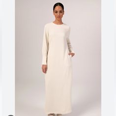 Size Xsmall Modest Fit Floor Length And High Quality Gorgeous For Eid Or Any Other Occasion Elegant Off-white Long Sleeve Maxi Dress, Elegant Long Sleeve Off White Maxi Dress, Elegant Off White Long Sleeve Maxi Dress, Cream Long Maxi Dress For Daywear, Elegant Long Off-white Dress, Elegant Long Off White Dresses, White Long Maxi Dress For Daywear, Off White Maxi Dress For Daywear, White Long Sleeve Maxi Dress For Daywear