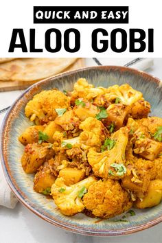 Aloo Gobi in a bowl garnished with cilantro Aloo Gobi Curry Recipe, Gobi Curry, Aloo Gobi Recipe, Gobi Recipe, Gobi Recipes, Cauliflower Stir Fry, Asparagus Stir Fry, Aloo Gobi, Gluten Free Sides Dishes