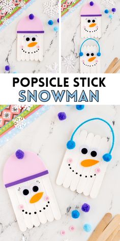 popsicle stick snowman craft for kids to make