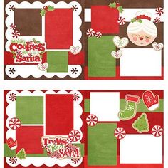 two christmas cards with santa and candy canes