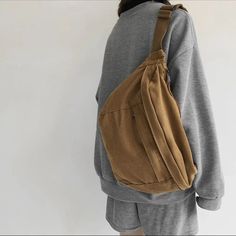 UAKISS - Vintage Canvas Y2k Chest Bags Japanese All Match Trendy Men Shoulder Bag High-capacity Grunge Students Crossbody for Women Size:20*47*10CM Men Shoulder Bag, Classic Bags, Vintage Canvas, Head Accessories, Style Chic, Chest Bag, Earring Backs, Normcore, Womens Sizes