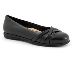 Step lively when you slip on these sturdy cushioned flats that give your look a boost of style and comfort. From Trotters. Comfortable Slip-on Synthetic Flats, Lightweight Synthetic Slip-on Flats, Black Slip-on Flats With Rubber Sole, Black Non-slip Synthetic Flats, Black Slip-on Flats With Stitched Sole, Cow Leather, Oxford, Leather Upper, Fashion Shoes