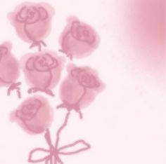 a drawing of five pink roses in a vase