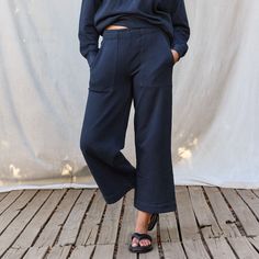 Organic Fleece Wide Leg Pant – MATE the Label Half Zip Sweatshirt, Wide Leg Pant, Cotton Fleece, Home A, Zip Sweatshirt, Running Errands, The Label, Wide Leg Pants, Chic Style