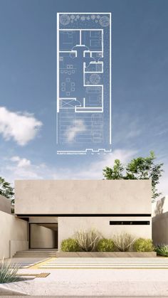 an architectural rendering of a modern house in the middle of a desert with cactus and trees