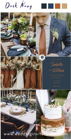 a collage of different wedding colors and details