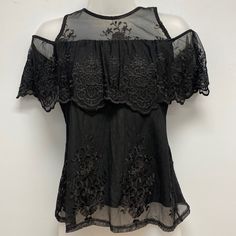 * Reduced, Final Price* New With Tags. Retail $40.00 Fitted Black Gothic Lace Top, Gothic Tops For Night Out In Spring, Gothic Tops For Spring Night Out, Fitted Gothic Blouse For Summer, Gothic Short Sleeve Tops For Spring, Gothic Evening Blouse For Spring, Spring Evening Gothic Blouse, Gothic Tops For Night Out In Summer, Gothic Tops For Summer Nights