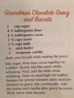 a recipe for grandma's chocolate gray and biscuits