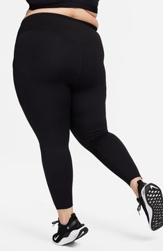 A classic Nike Swoosh marks the high waistband of sleek, moisture-wicking leggings that are an ideal workout partner. 23 1/2" inseam; 10" leg opening; 15" front rise; 17" back rise (size 3X) Extra-wide waistband Drop-in pockets Dri-FIT moisture-wicking technology InfinaSmooth midweight fabric Lined gusset 76% nylon, 24% spandex Machine wash, tumble dry Imported Nike Compression Activewear, Nike Full Length Sportswear Activewear, Nike Sporty Full Length Activewear, Nike Sporty Full-length Activewear, Sporty Full Length Nike Activewear, Nike Compression Leggings For Sports, Nike Full Length High Stretch Activewear, Nike Moisture-wicking Sports Leggings, Nike Compressive Leggings For Athleisure