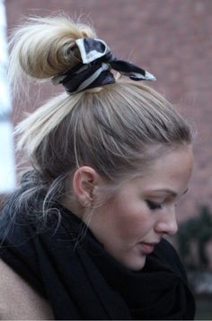 scarf bun                                                                                                                                                                                 More Current Hair Trends, Portrait Reference, Hair Affair, Beauty Shots, Hair Envy, Great Hair, Hair Dos