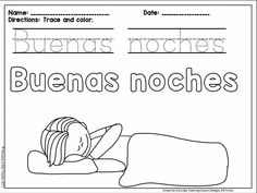 a worksheet with the words'noches'and an image of a woman laying