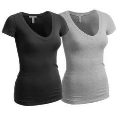 Great basic v-neck tee cap sleeves t-shirts. Great for any occasion. Wear it casual or use it for gym, working out, running, exercising, dancing. Perfect for layering. Great comfortable fabric. Must have essential in every wardrobe. Size: 2XL.  Color: Black.  Gender: female.  Age Group: adult. Basic Long Sleeve Shirt, V Neck T Shirts, Plain Shorts, Spandex Top, Ladies Tee Shirts, Women Long Sleeve Tops, Basic Long Sleeve, Tees For Women, Tunic Shirt