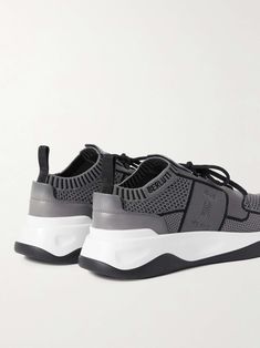 Shop BERLUTI Shadow Leather-Trimmed Stretch-Knit Sneakers, Explore the latest in-season BERLUTI collection today on MR PORTER Berluti Shoes, Knit Sneakers, Luxury Sneakers, Sneakers For Men, Lace Fashion, Shoes Men, Mr Porter, Black Stretch, Top Sneakers