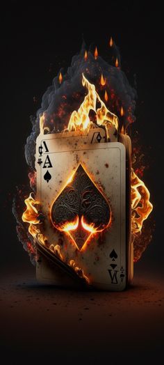 a burning playing card with flames surrounding it