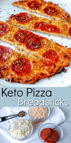 keto pizza breadsticks with cheese and pepperoni