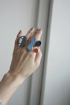 "Blue geometric big wavy blue ring minimalist large wave jewelry red circle hipster style disc stained glass teardrop statement size plus rings for women X shaped This ring is one of the 10 mine \"3 forms\" colection. Wisit my shop to watch all of them. Item contains one ring from forefinger. You can purchace clear blue ring in other listing in my shop" Stained Glass Earrings, Wave Jewelry, Stained Glass Jewelry, Hipster Style, Blue Ring, Stained Glass Designs, Small Charms, Ring Minimalist, Glass Rings