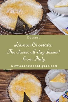 Recipe for Lemon Crostata from Italy Lemon Custard Filling, Lemon Custard Tart, Lemon Custard Pie, Lemon Curd Pie, Lemon Desserts Easy, Crostata Recipe, Lemon Tart Recipe, Lemon Custard, Custard Cake