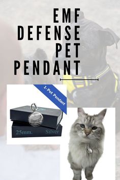 an image of a cat and dog with the caption emf defense pet pendant