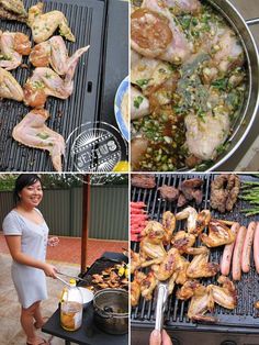 there are pictures of different foods being cooked on the grill and in the process of cooking